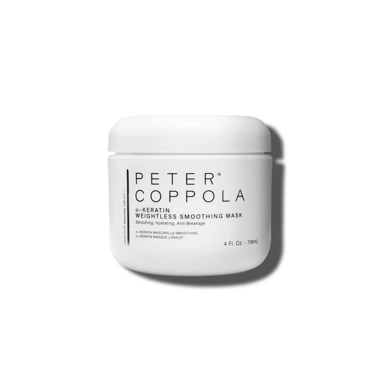 Peter Coppola bottle of keratin weightless smoothing mask on a white background