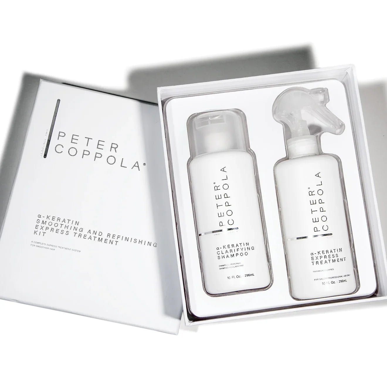 Peter Coppola hair care product set in a box on a white background