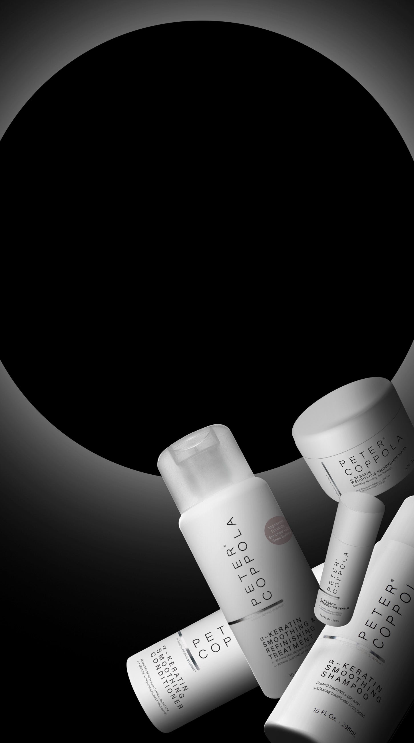 haircare bottles on a black background