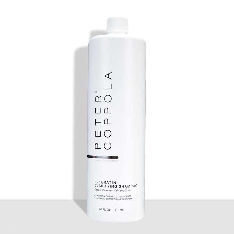 24 ounce white bottle of a-keratin clarifying shampoo