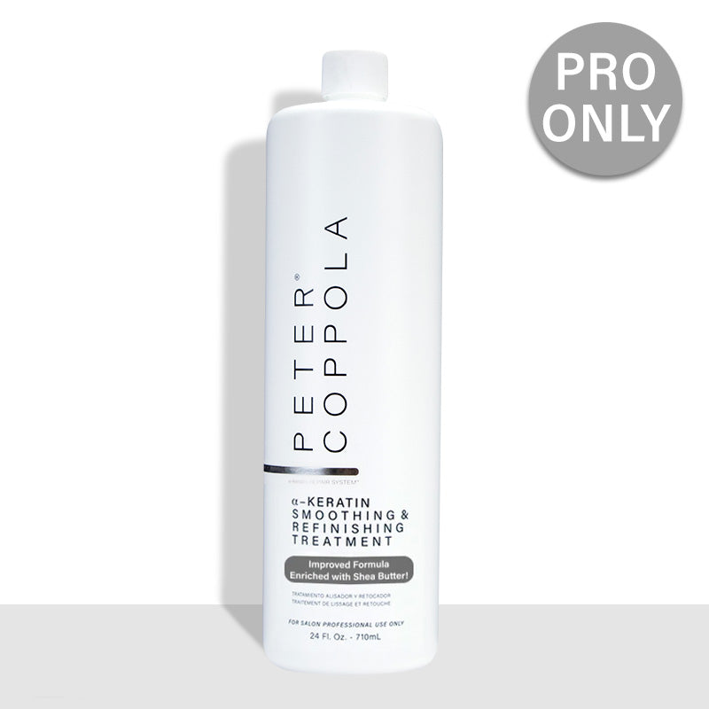 24 ounce white bottle of a-keratin smoothing and refinishing treatment