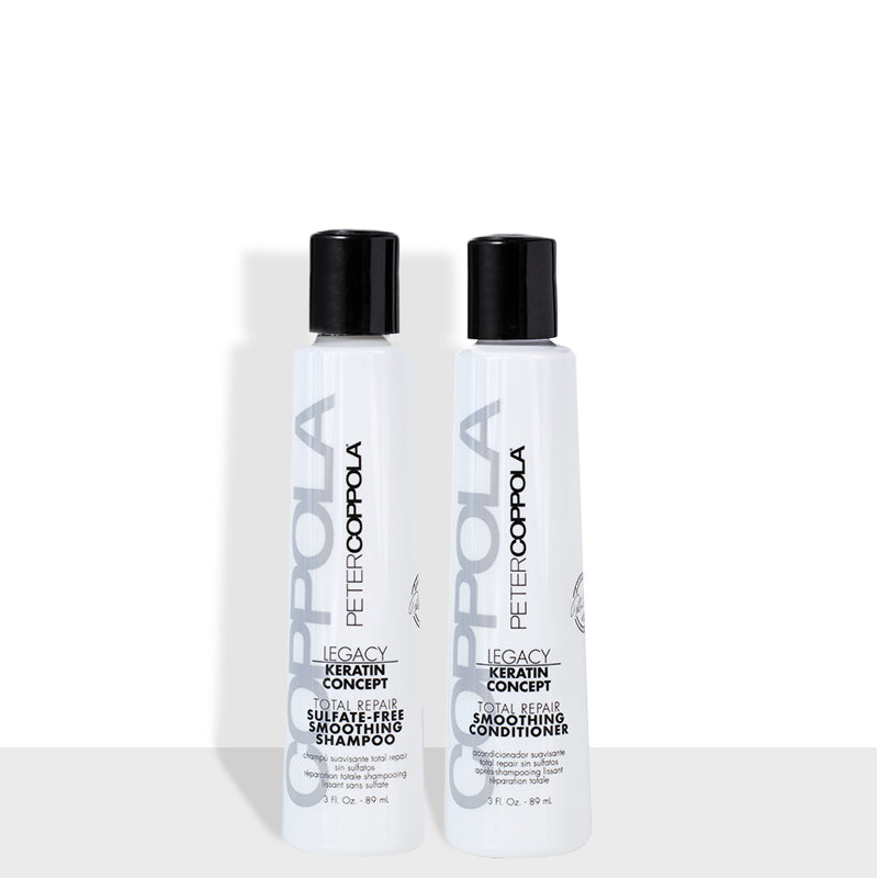 2 bottles. 3 ounce bottle of total repair sulfate-free smoothing shampoo, 3 ounce bottle of total repair smoothing conditioner